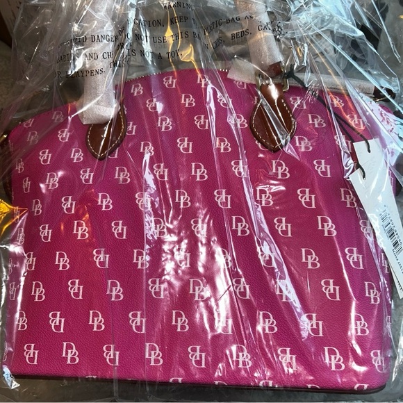 Dooney & Bourke Pink Satchel with Gold Hardware and Monogram Pattern - Picture 4 of 4